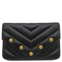 シャネル CHANEL シェブロン Vステッチ ブラック レザー ラムスキン チェーンウォレット ゴールド金具 チェーンショルダー CCボタン 黒