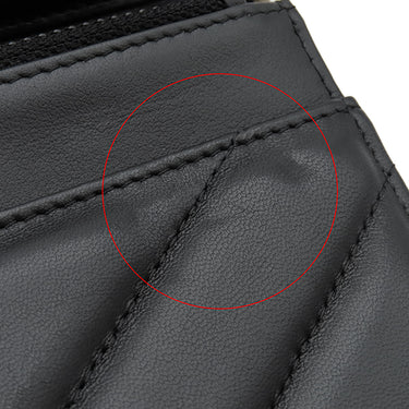 シャネル CHANEL シェブロン Vステッチ ブラック レザー ラムスキン チェーンウォレット ゴールド金具 チェーンショルダー CCボタン 黒