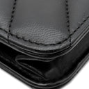 シャネル CHANEL シェブロン Vステッチ ブラック レザー ラムスキン チェーンウォレット ゴールド金具 チェーンショルダー CCボタン 黒