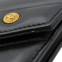 シャネル CHANEL シェブロン Vステッチ ブラック レザー ラムスキン チェーンウォレット ゴールド金具 チェーンショルダー CCボタン 黒