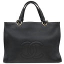 シャネル CHANEL チェーンショルダー ブラック レザー トートバッグ ゴールド金具 黒 ココマーク 肩掛け