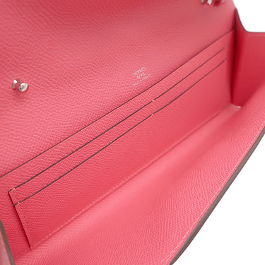 エルメス HERMES シェーヌダンクル トゥーゴー ローズアザレ ヴォーエプソン 長財布 シルバー金具 ショルダー