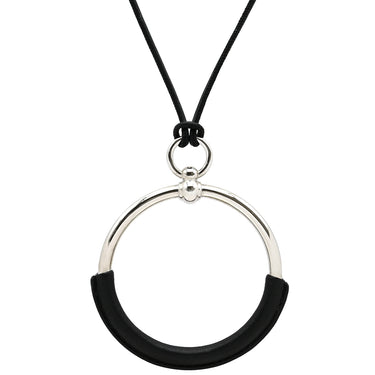 エルメス HERMES ループグラン ペンダント ブラック ヴォースイフト メタル ネックレス シルバー金具 黒 ラウンド サークル