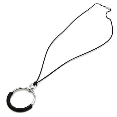 エルメス HERMES ループグラン ペンダント ブラック ヴォースイフト メタル ネックレス シルバー金具 黒 ラウンド サークル