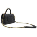 シャネル CHANEL トップハンドル ミニ フラップ バッグ AS2215 ブラック レザー キャビアスキン 2WAYバッグ ゴールド金具 ココハンドル 黒 ショルダーバッグ