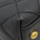 シャネル CHANEL トップハンドル ミニ フラップ バッグ AS2215 ブラック レザー キャビアスキン 2WAYバッグ ゴールド金具 ココハンドル 黒 ショルダーバッグ