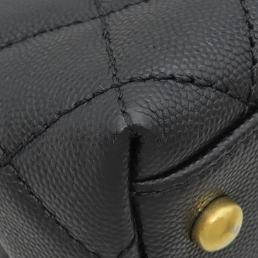 シャネル CHANEL トップハンドル ミニ フラップ バッグ AS2215 ブラック レザー キャビアスキン 2WAYバッグ ゴールド金具 ココハンドル 黒 ショルダーバッグ