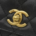 シャネル CHANEL トップハンドル ミニ フラップ バッグ AS2215 ブラック レザー キャビアスキン 2WAYバッグ ゴールド金具 ココハンドル 黒 ショルダーバッグ