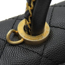 シャネル CHANEL トップハンドル ミニ フラップ バッグ AS2215 ブラック レザー キャビアスキン 2WAYバッグ ゴールド金具 ココハンドル 黒 ショルダーバッグ