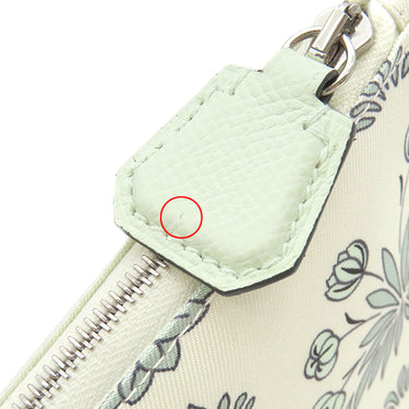 エルメス HERMES シルキー ポケット レオパード マッシュルーム×モーヴシルベストル×ヴェールフィズ シルク ヴォーエプソン ポーチ シルバー金具 オフホワイト ピンク 薄緑 アニマル柄 フラットポーチ 化粧ポーチ