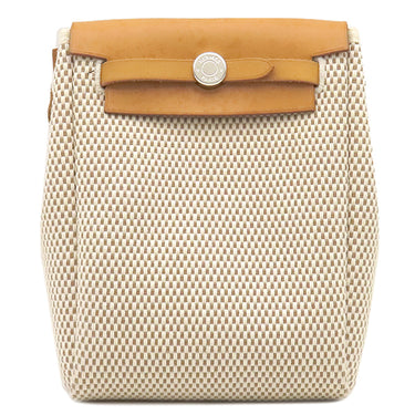 エルメス HERMES エールバッグ TPM ナチュラル×ブラック トワルGM トワルオフィシエ レザー ショルダーバッグ シルバー金具 黒 ストッパー欠品