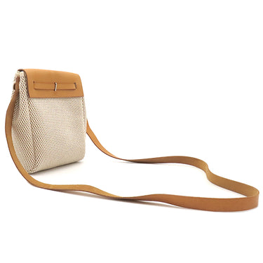 エルメス HERMES エールバッグ TPM ナチュラル×ブラック トワルGM トワルオフィシエ レザー ショルダーバッグ シルバー金具 黒 ストッパー欠品