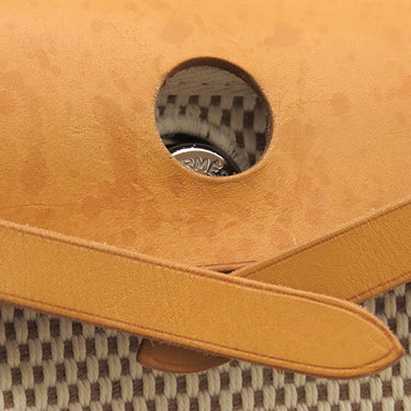 エルメス HERMES エールバッグ TPM ナチュラル×ブラック トワルGM トワルオフィシエ レザー ショルダーバッグ シルバー金具 黒 ストッパー欠品