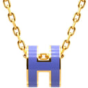 エルメス HERMES ポップアッシュ ミニ ペンダント リラXゴールド GP ラッカー ネックレス 紫 Hモチーフ