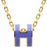エルメス HERMES ポップアッシュ ミニ ペンダント リラXゴールド GP ラッカー ネックレス 紫 Hモチーフ