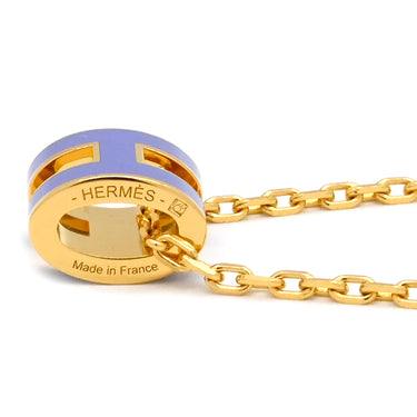 エルメス HERMES ポップアッシュ ミニ ペンダント リラXゴールド GP ラッカー ネックレス 紫 Hモチーフ