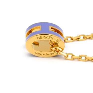 エルメス HERMES ポップアッシュ ミニ ペンダント リラXゴールド GP ラッカー ネックレス 紫 Hモチーフ