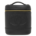 シャネル CHANEL バニティ A01998 ブラック レザー キャビアスキン ハンドバッグ ゴールド金具 黒 ココマーク ヴァニティ