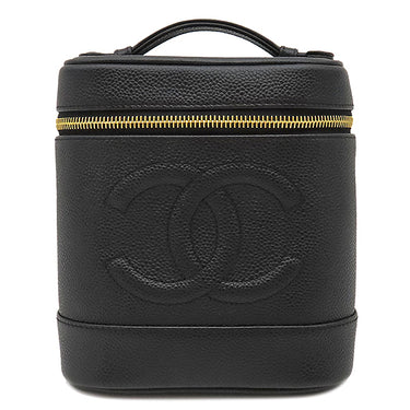 シャネル CHANEL バニティ A01998 ブラック レザー キャビアスキン ハンドバッグ ゴールド金具 黒 ココマーク ヴァニティ