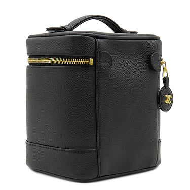 シャネル CHANEL バニティ A01998 ブラック レザー キャビアスキン ハンドバッグ ゴールド金具 黒 ココマーク ヴァニティ