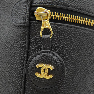 シャネル CHANEL バニティ A01998 ブラック レザー キャビアスキン ハンドバッグ ゴールド金具 黒 ココマーク ヴァニティ