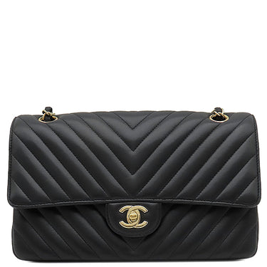 シャネル CHANEL マトラッセ 25 シェブロン ブラック ラムスキン ショルダーバッグ ゴールド金具 黒 ダブルフラップ Vステッチ