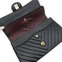 シャネル CHANEL マトラッセ 25 シェブロン ブラック ラムスキン ショルダーバッグ ゴールド金具 黒 ダブルフラップ Vステッチ