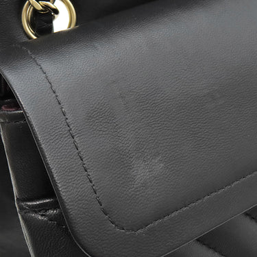 シャネル CHANEL マトラッセ 25 シェブロン ブラック ラムスキン ショルダーバッグ ゴールド金具 黒 ダブルフラップ Vステッチ