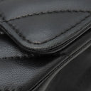 シャネル CHANEL マトラッセ 25 シェブロン ブラック ラムスキン ショルダーバッグ ゴールド金具 黒 ダブルフラップ Vステッチ