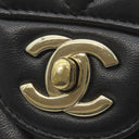 シャネル CHANEL マトラッセ 25 シェブロン ブラック ラムスキン ショルダーバッグ ゴールド金具 黒 ダブルフラップ Vステッチ