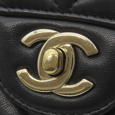 シャネル CHANEL マトラッセ 25 シェブロン ブラック ラムスキン ショルダーバッグ ゴールド金具 黒 ダブルフラップ Vステッチ