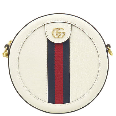 グッチ GUCCI オフィディア ミニ ラウンド 550618 ホワイト レザー ショルダーバッグ ゴールド金具 チェーンショルダー アイボリー