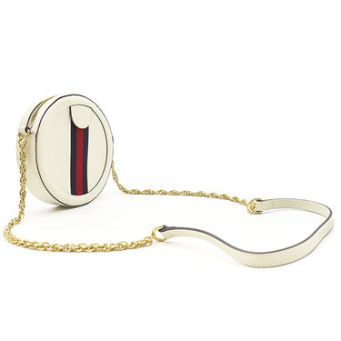 グッチ GUCCI オフィディア ミニ ラウンド 550618 ホワイト レザー ショルダーバッグ ゴールド金具 チェーンショルダー アイボリー