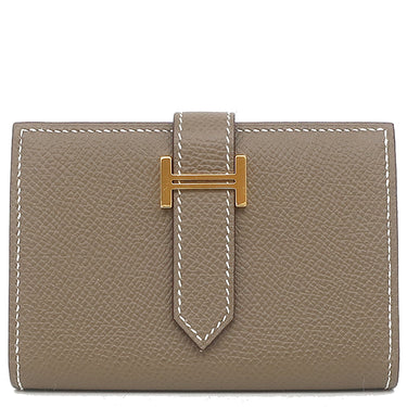 エルメス HERMES ベアンミニ エトゥープ ヴォーエプソン 二つ折り財布 ゴールド金具 グレージュ コンパクト財布 コインケース