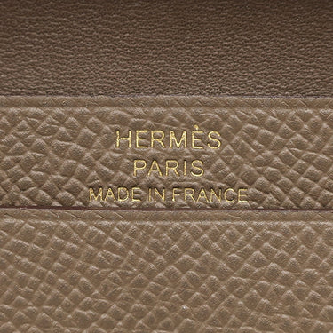 エルメス HERMES ベアンミニ エトゥープ ヴォーエプソン 二つ折り財布 ゴールド金具 グレージュ コンパクト財布 コインケース