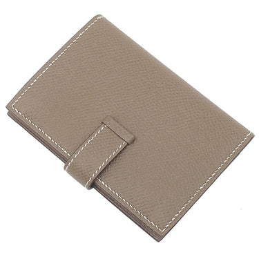 エルメス HERMES ベアンミニ エトゥープ ヴォーエプソン 二つ折り財布 ゴールド金具 グレージュ コンパクト財布 コインケース