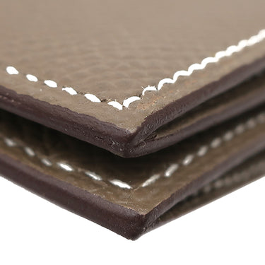 エルメス HERMES ベアンミニ エトゥープ ヴォーエプソン 二つ折り財布 ゴールド金具 グレージュ コンパクト財布 コインケース