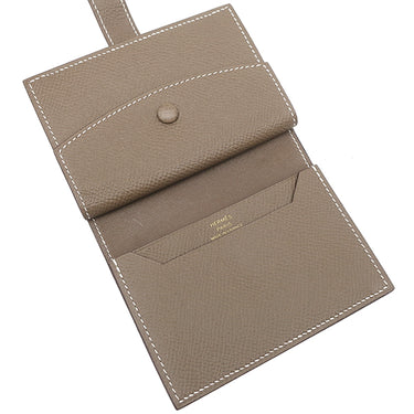 エルメス HERMES ベアンミニ エトゥープ ヴォーエプソン 二つ折り財布 ゴールド金具 グレージュ コンパクト財布 コインケース