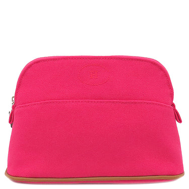 エルメス HERMES ボリード ミニ ハイビスカス コットン ポーチ シルバー金具 ピンク オレンジ