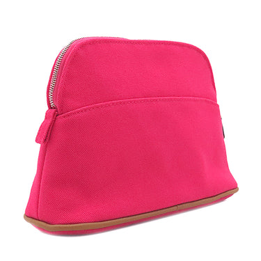 エルメス HERMES ボリード ミニ ハイビスカス コットン ポーチ シルバー金具 ピンク オレンジ