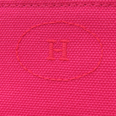 エルメス HERMES ボリード ミニ ハイビスカス コットン ポーチ シルバー金具 ピンク オレンジ