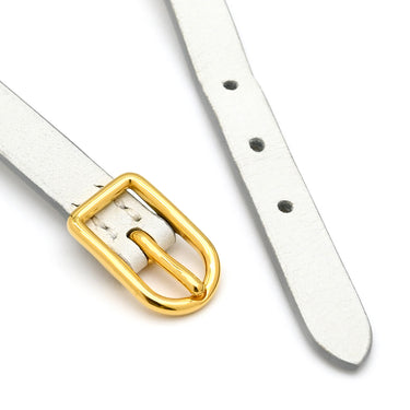 エルメス HERMES モール ホワイト ヴォースイフト メタル ブレスレット ゴールド金具 白 レザーブレス H