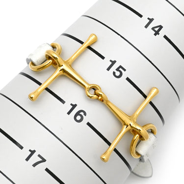エルメス HERMES モール ホワイト ヴォースイフト メタル ブレスレット ゴールド金具 白 レザーブレス H