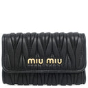 ミュウミュウ MIU MIU マテラッセ キーケース 5PG222 N88 ブラック レザー キーケース ゴールド金具 黒 メタルロゴ 6連 6本 MATELASSE