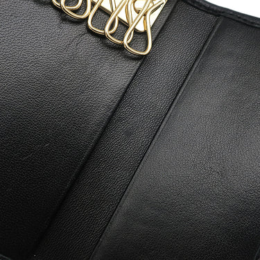 ミュウミュウ MIU MIU マテラッセ キーケース 5PG222 N88 ブラック レザー キーケース ゴールド金具 黒 メタルロゴ 6連 6本 MATELASSE