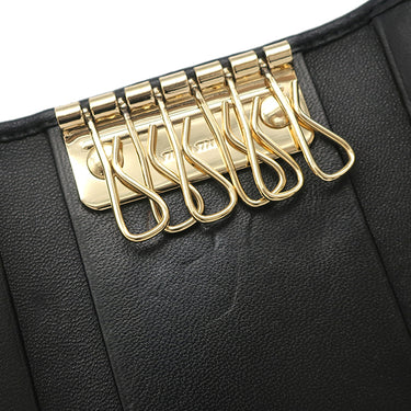 ミュウミュウ MIU MIU マテラッセ キーケース 5PG222 N88 ブラック レザー キーケース ゴールド金具 黒 メタルロゴ 6連 6本 MATELASSE