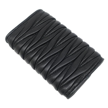 ミュウミュウ MIU MIU マテラッセ キーケース 5PG222 N88 ブラック レザー キーケース ゴールド金具 黒 メタルロゴ 6連 6本 MATELASSE