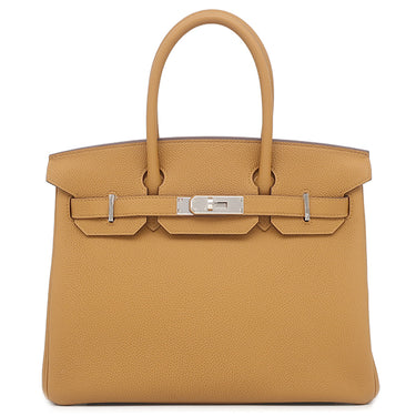エルメス HERMES バーキン30 ヴェルソ キャラメル×ライム トゴ ハンドバッグ シルバー金具 茶 黄色 バイカラー