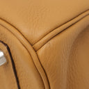 エルメス HERMES バーキン30 ヴェルソ キャラメル×ライム トゴ ハンドバッグ シルバー金具 茶 黄色 バイカラー