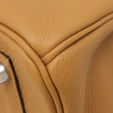 エルメス HERMES バーキン30 ヴェルソ キャラメル×ライム トゴ ハンドバッグ シルバー金具 茶 黄色 バイカラー